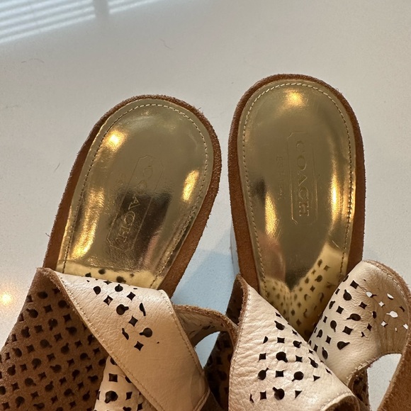 Coach Chastity Wedge Platform Perforated Laser Cut Slingback in Brown - Picture 3 of 4